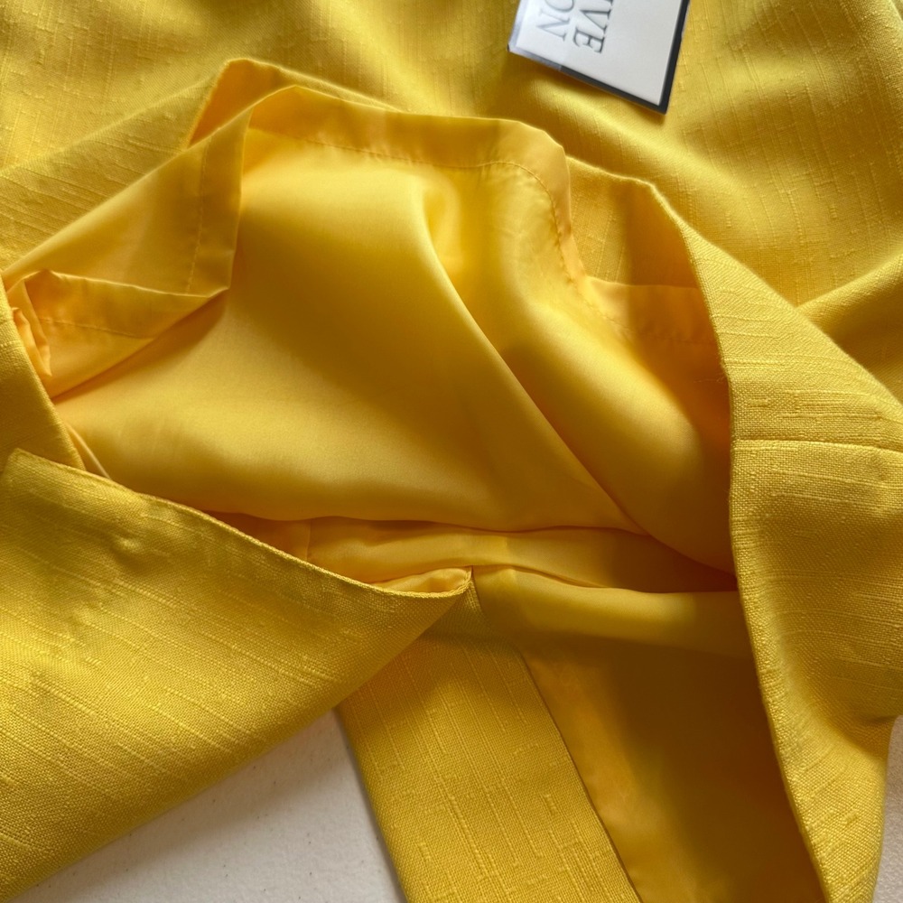 Morgan Miller Yellow Rayon Polyester 2 Pc Skirt Suit Size 8 Petite Career - Picture 11 of 16